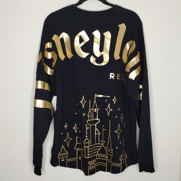 Disneyland Resort Spirit Jersey Sleeping Beauty's Castle Black Gold Size Medium - Picture 3 of 5